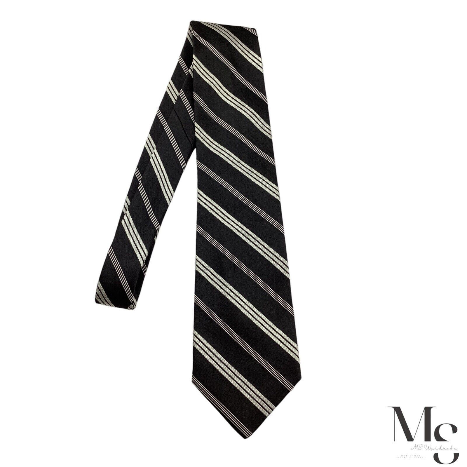 Stefano Ricci STEFANO RICCI Black Striped Luxury Designer Silk Tie Made It Size ONE SIZE - 6 Thumbnail