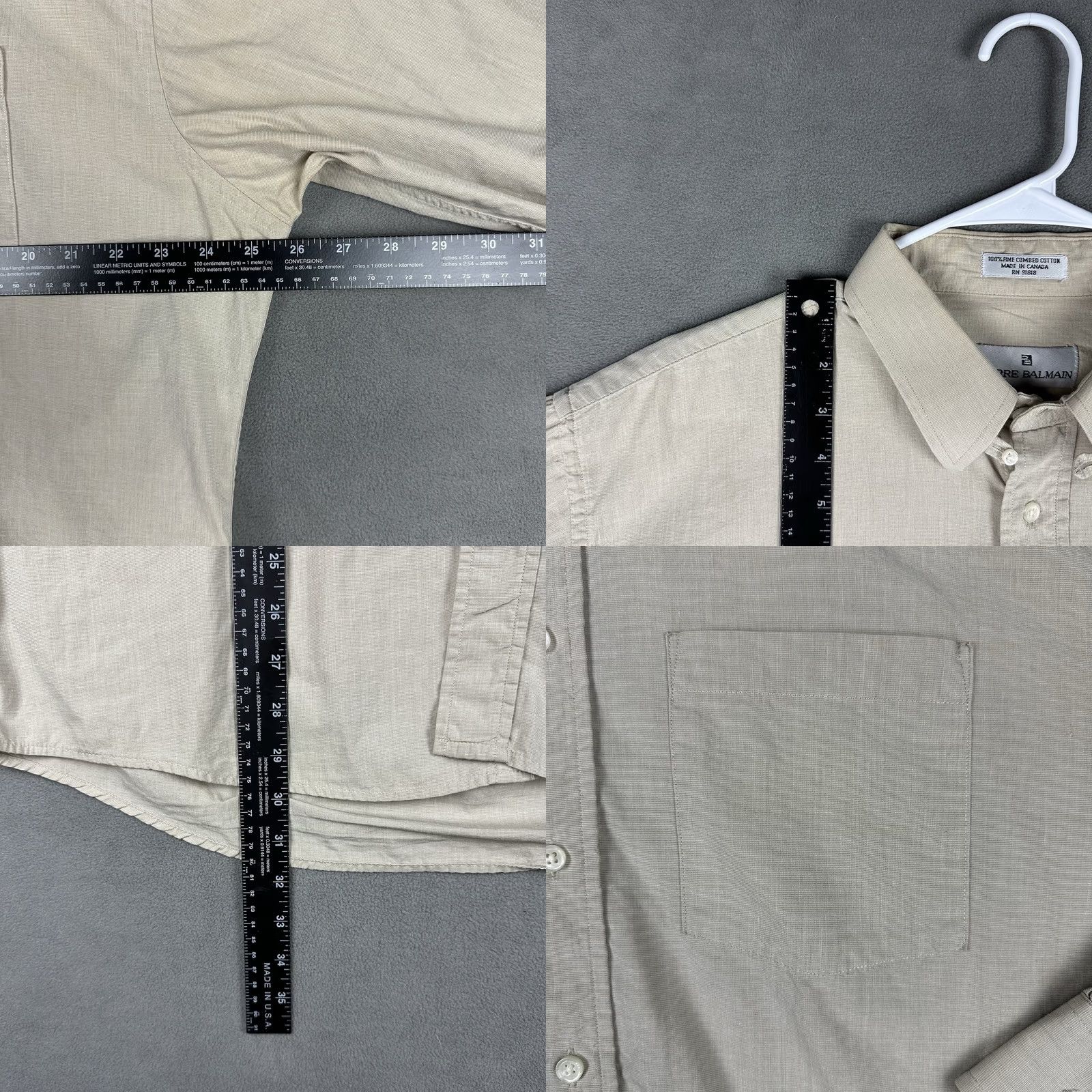 Pierre Balmain Pierre Balmain Shirt Mens 16.5 35 Beige Button Up Chin Strap Pocket Korea Size US XL / EU 56 / 4 - 9 Thumbnail
