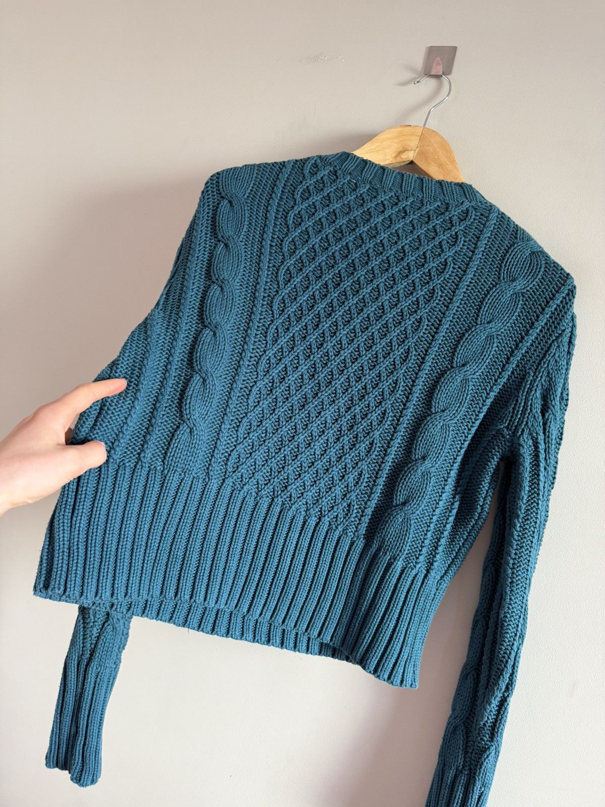 Acne Studios Acne Studios Cable Knit Sweater Blue Kanye West Size L / US 10 / IT 46 - 9 Thumbnail