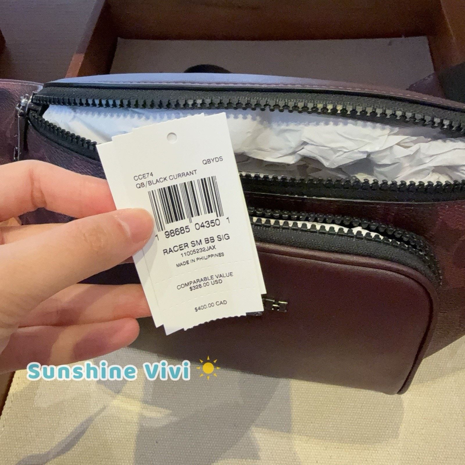 Coach NWT COACH CCE74 Racer Small Belt Bag Canvas Black Currant Size ONE SIZE - 5 Thumbnail