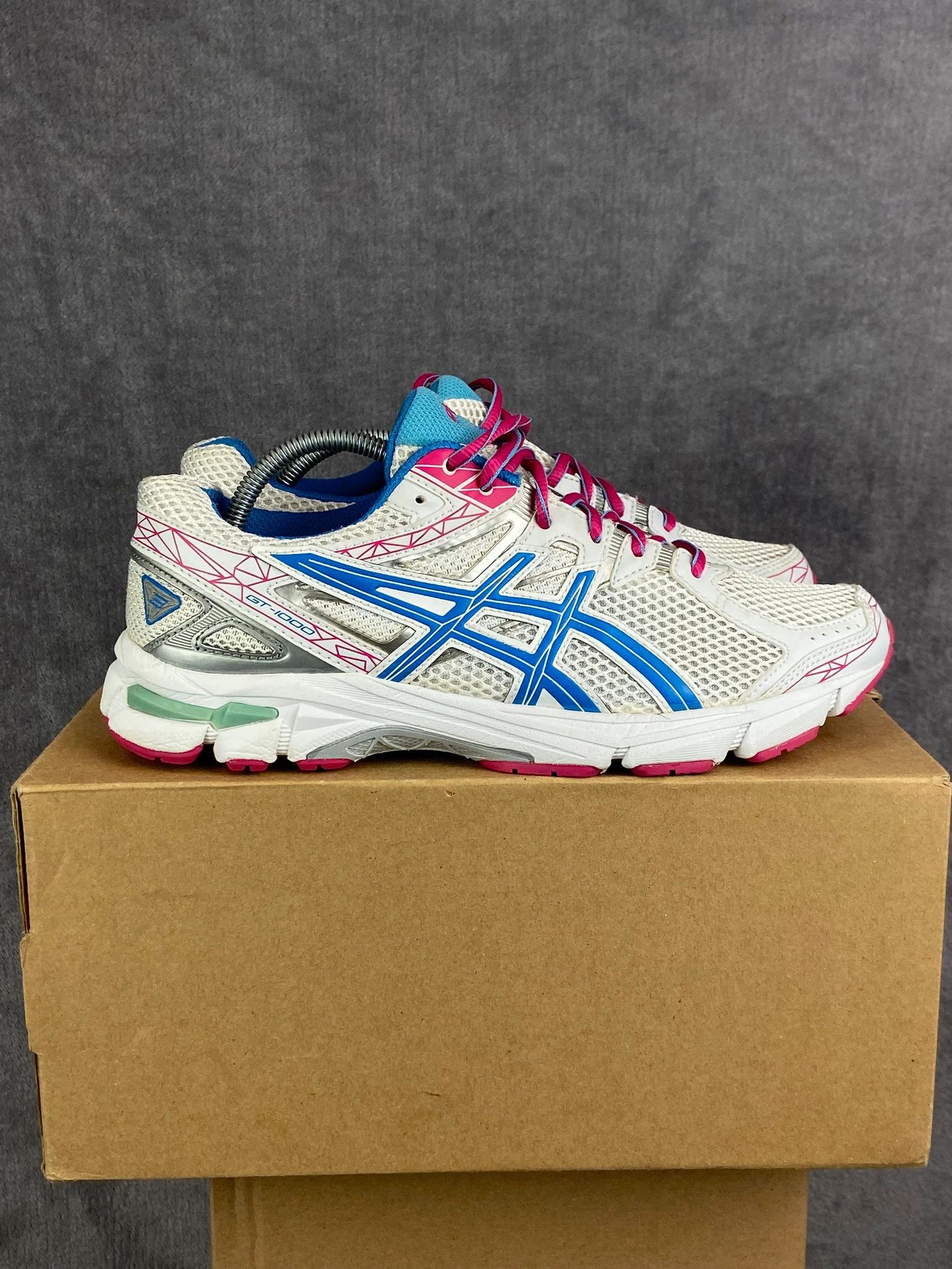 Asics : Asics retro white blue pink mesh Y2K running sneakers Size US 7 / EU 40 - 6 Thumbnail