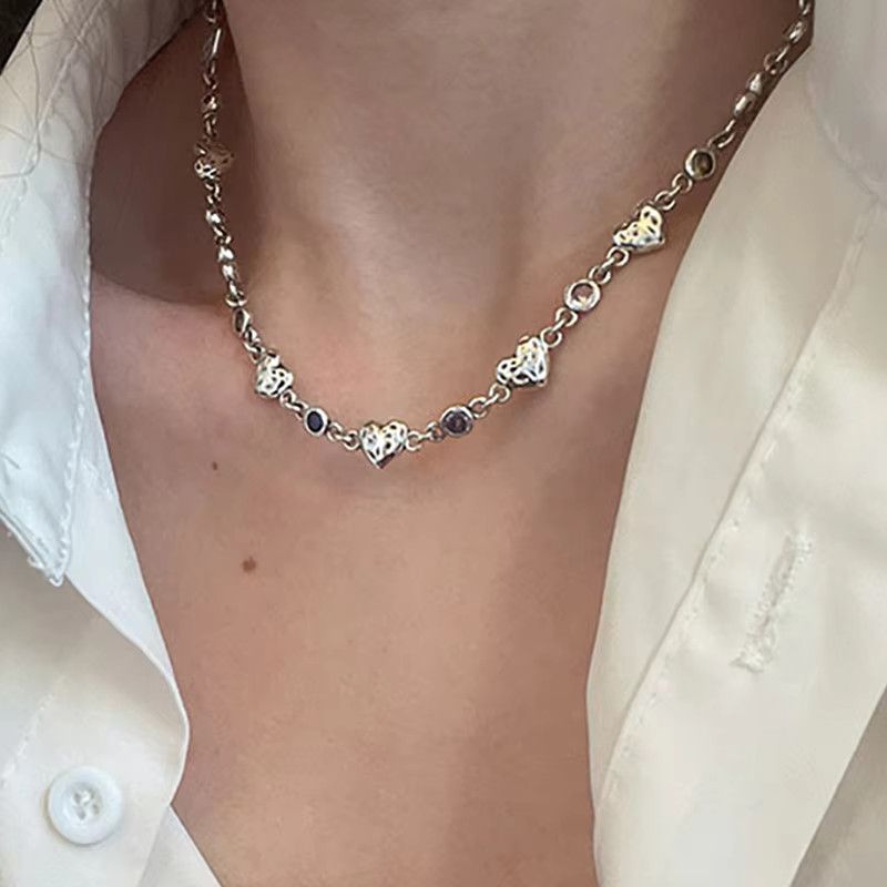 Jewelry Creative Colorful Love Heart Zircons Sweater Necklace Size ONE SIZE - 2 Thumbnail