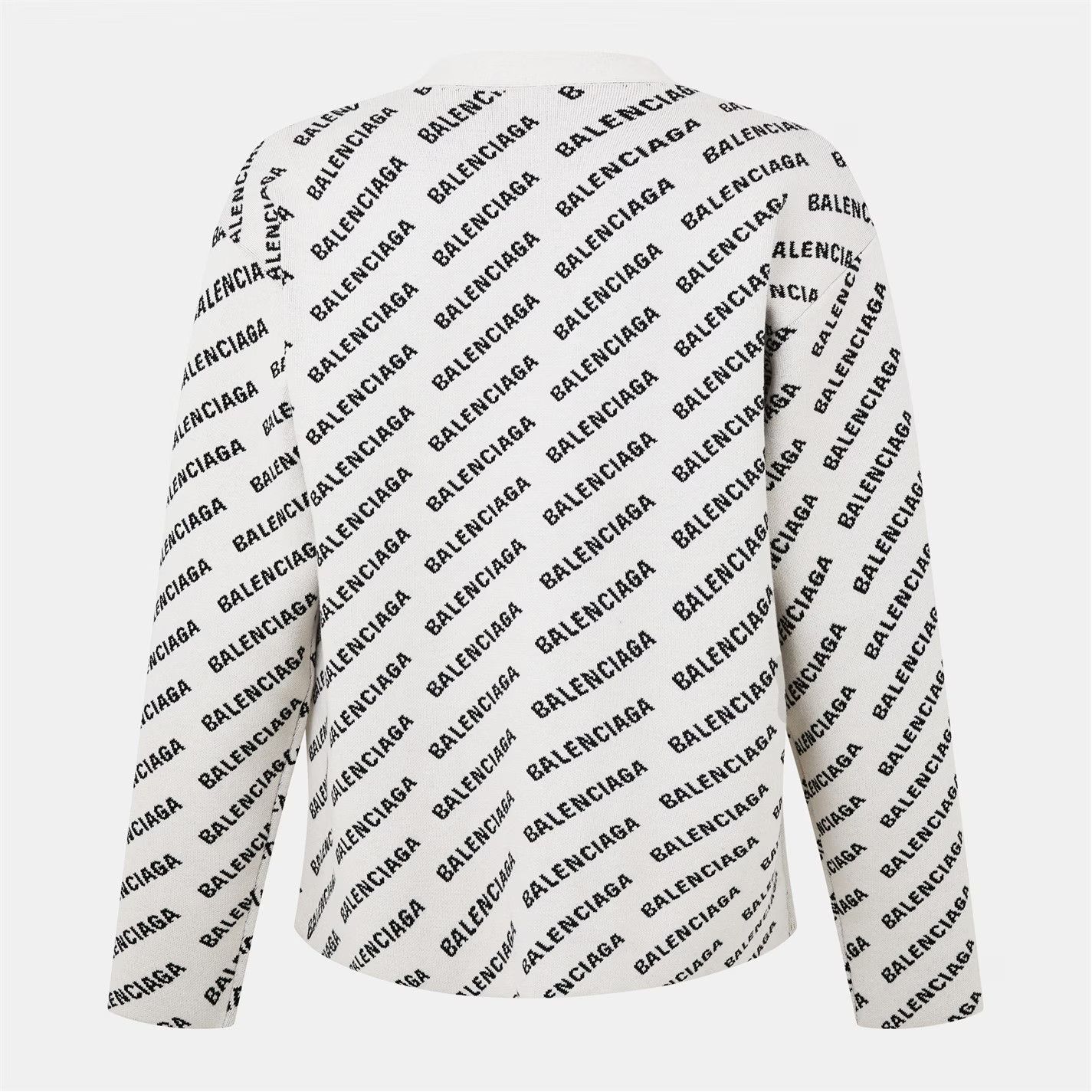 Balenciaga o1g2r1mq0226 Mini Allover Logo Cardigan In White/Black Size US XL / EU 56 / 4 - 2 Thumbnail