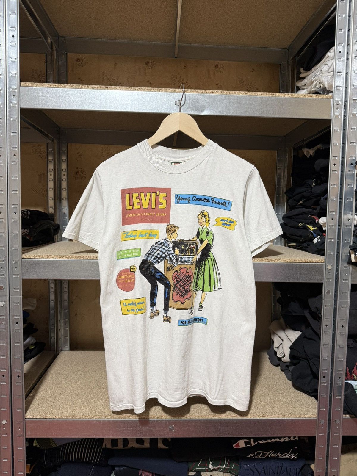 Levi's × Vintage Vintage Very Rare 90s Levi’s Young American Favorite T-shirt Size US S / EU 44-46 / 1 - 1 Thumbnail