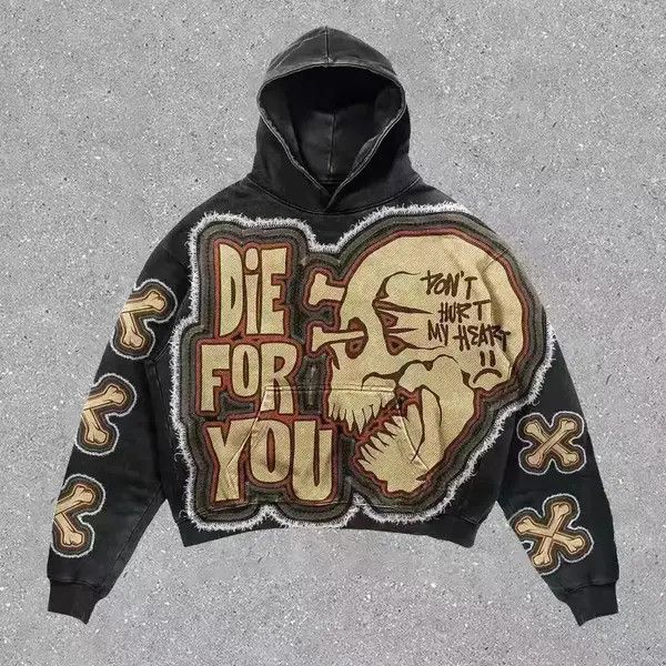 VIBE Hip Hop Street Replica Skull Print Loose Hooded Sweatshirt Size US M / EU 48-50 / 2 - 1 Thumbnail