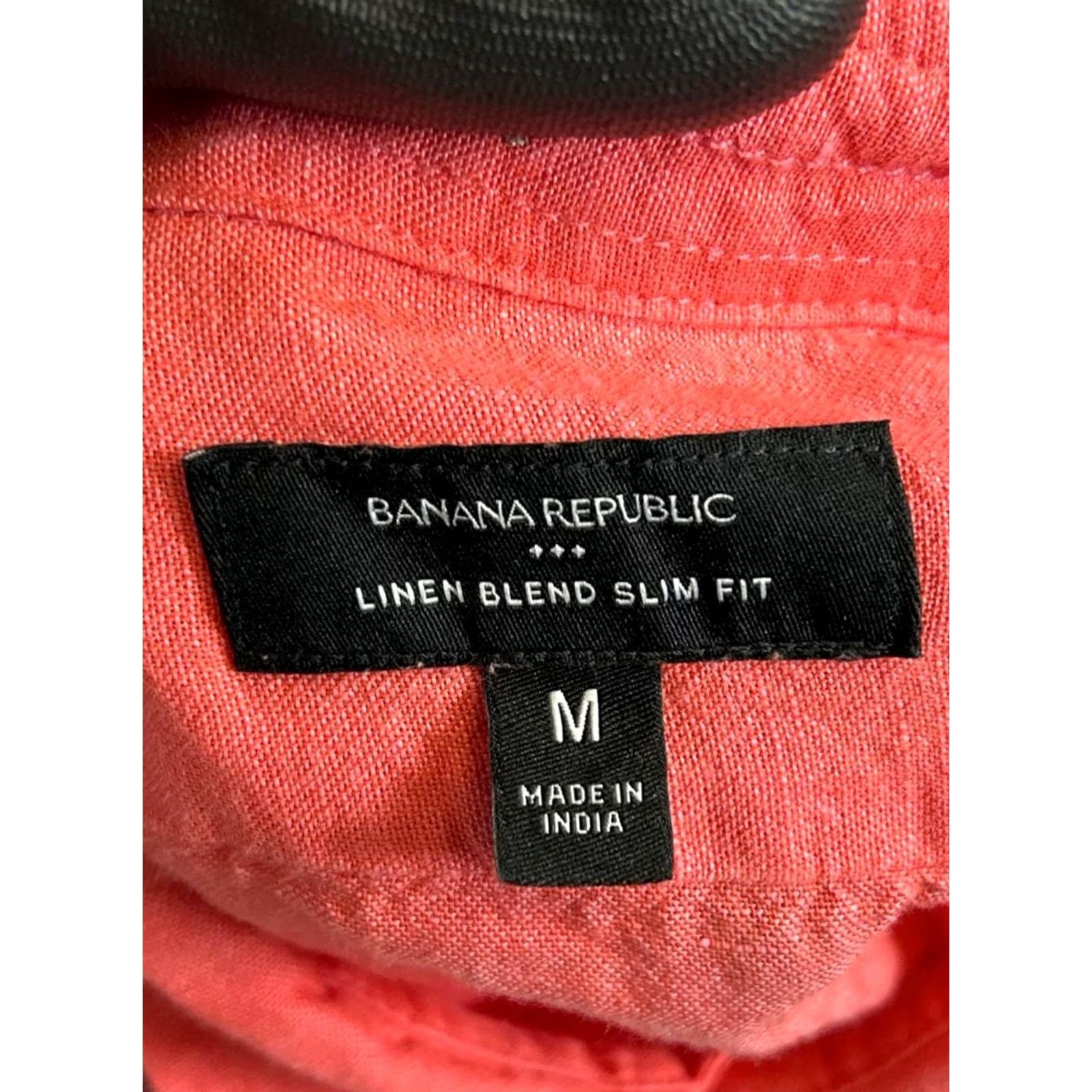 Banana Republic Banana Republic Shirt Mens Medium Pink Linen Blend Button Up Short Sleeve Casual Classic Slim Mens Regular Size M Pink Linen Blend Button-Up Shirt Size US M / EU 48-50 / 2 - 3 Thumbnail
