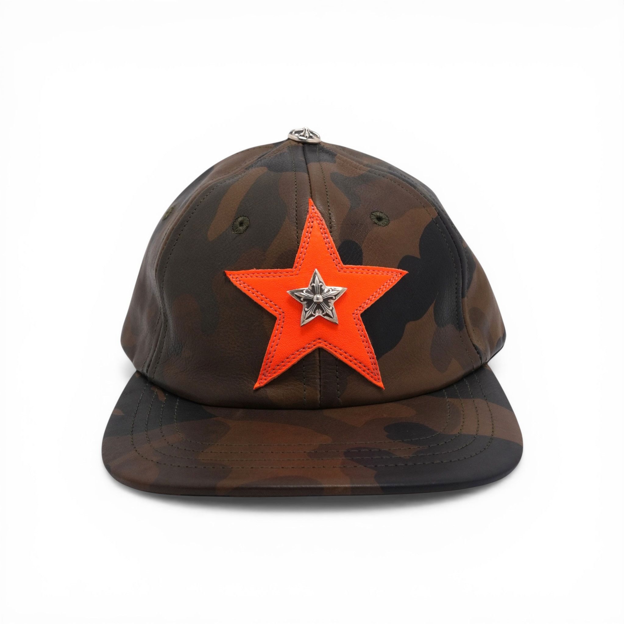 Chrome Hearts Silver Embellished Leather Star Patch Leather Trucker Hat C Size ONE SIZE - 1 Thumbnail