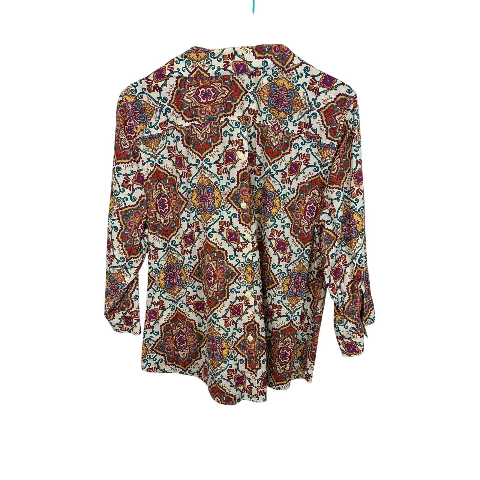 Chicos Chico’s Multicolor Medallion Print No Iron Button Shirt 3 Size XL / US 12-14 / IT 48-50 - 4 Thumbnail