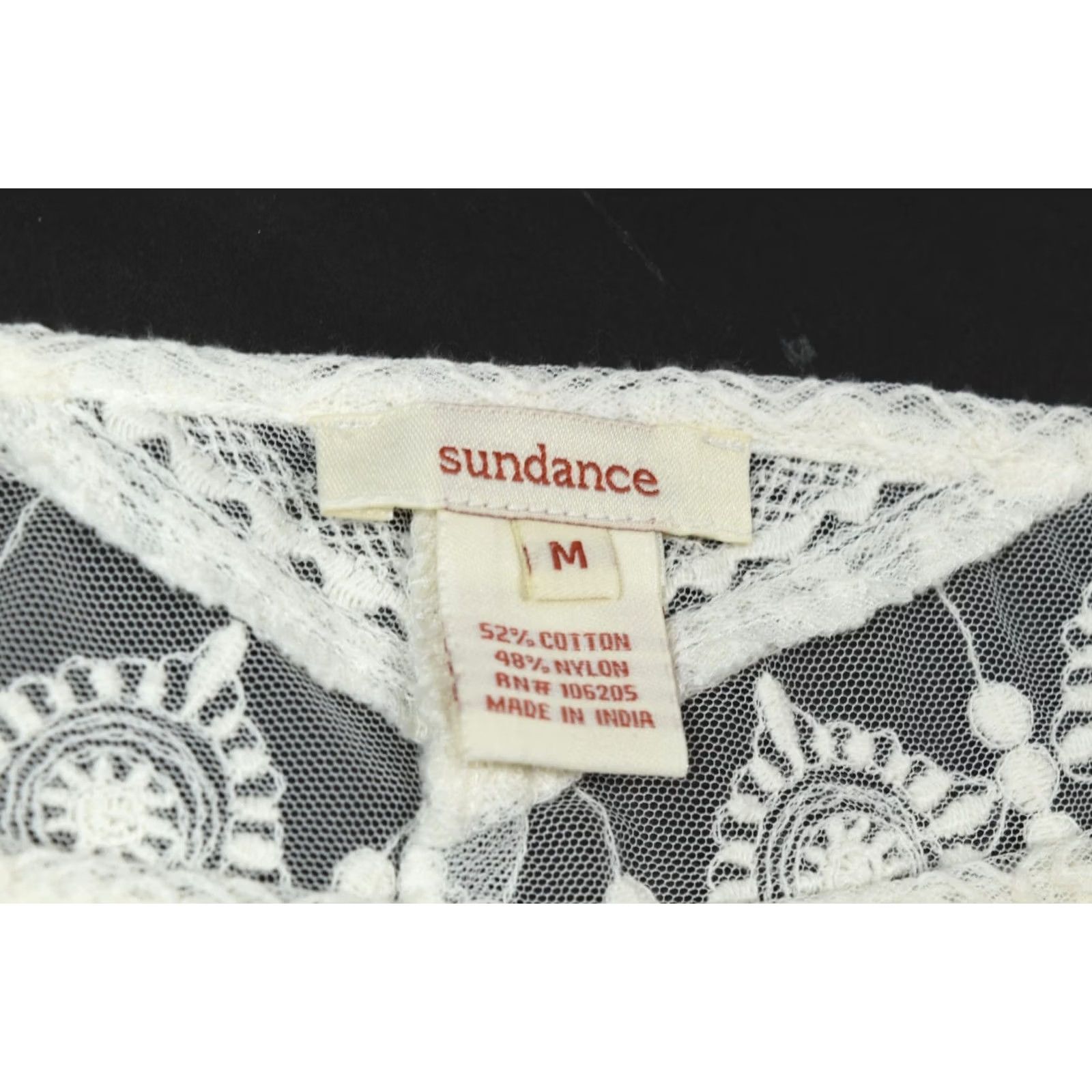 Vintage Sundance Blouse Top Womens M Ivory Floral Lace Crochet Long Sleeve Shirt Size M / US 6-8 / IT 42-44 - 6 Thumbnail