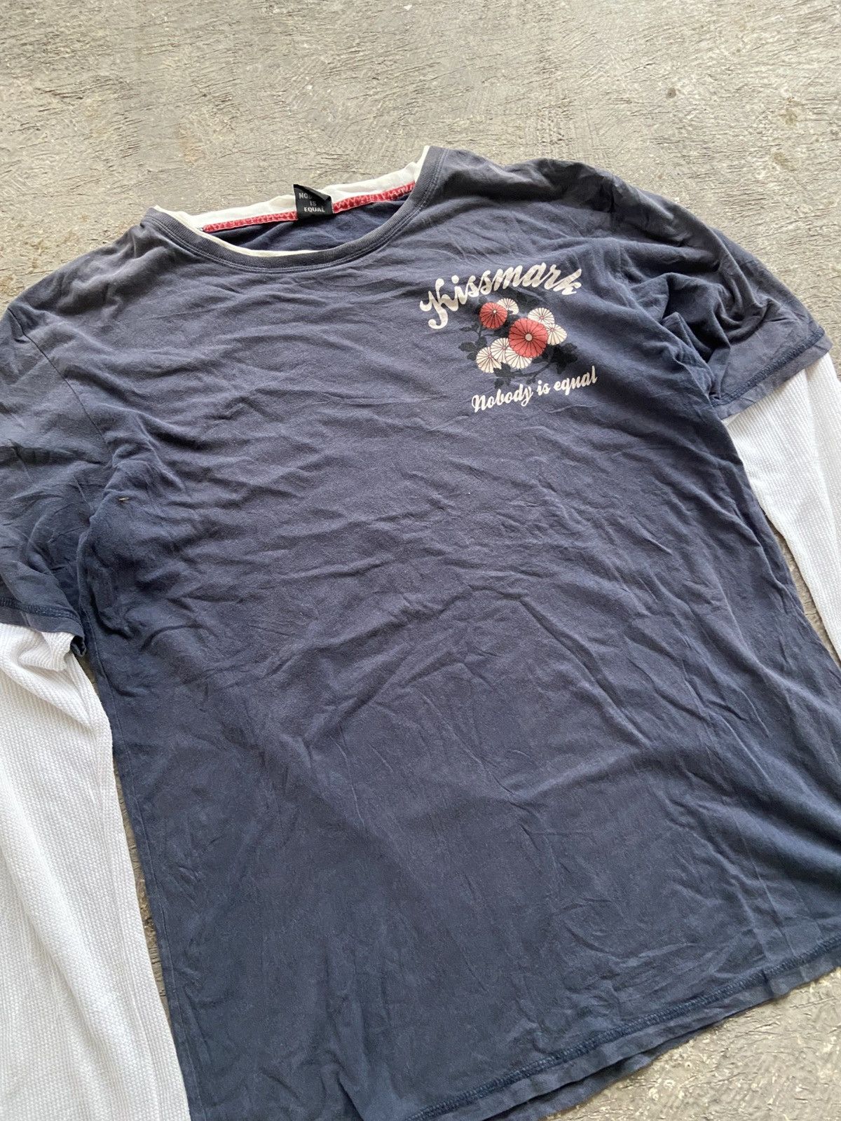 Japanese Brand 2000s Kissmark - Double Layerd Long Sleeve T-Shirt Size US L / EU 52-54 / 3 - 2 Thumbnail