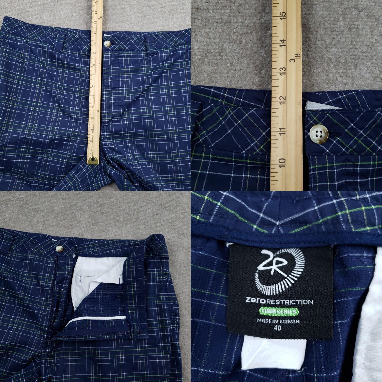 Vintage Zero Restriction Mens 40 Blue Plaid Tour Series Golf Performance Stretch Shorts Size US 40 / EU 56 - 8 Thumbnail