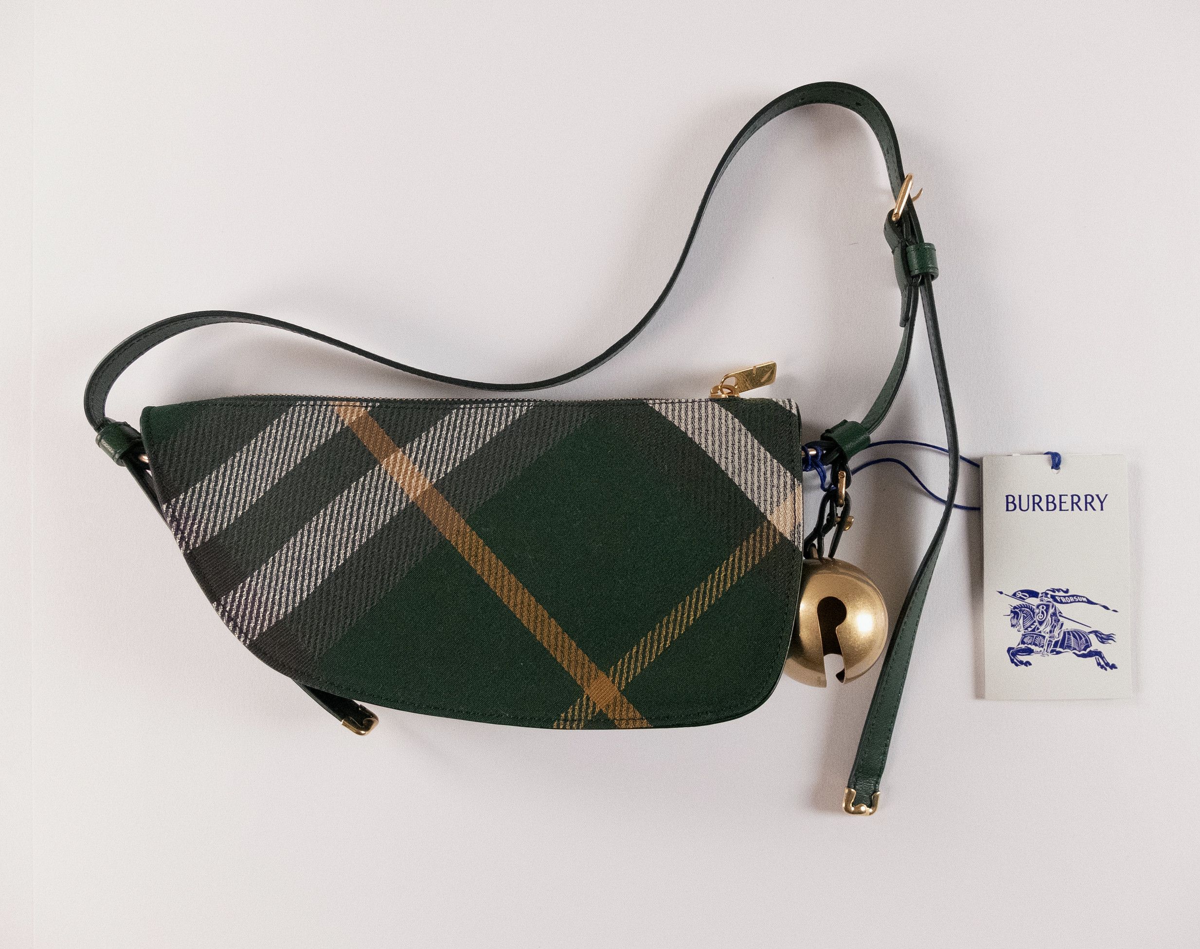 Burberry BURBERRY Shield green check canvas leather shoulder bag Size ONE SIZE - 3 Thumbnail