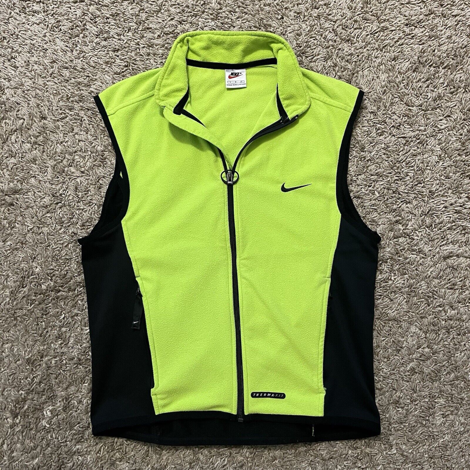 Nike Vintage 90s Nike Therma Fit Neon Fleece Full Zip Vest Small Grailed