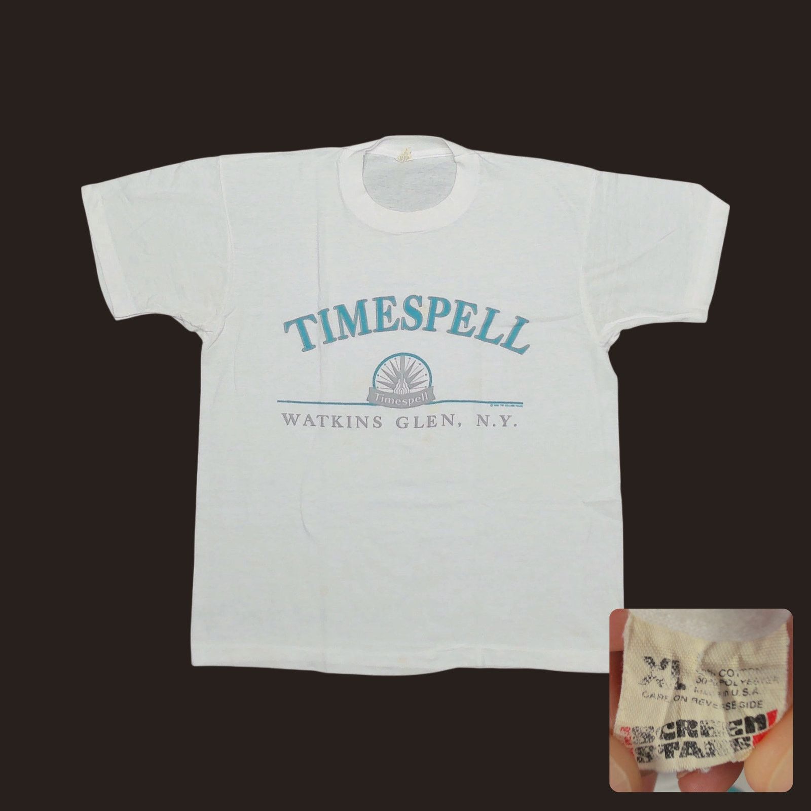 Vintage Screen Stars VTG 1988 Timespell Watkins Glen Laser Show Tee Size US M / EU 48-50 / 2 - 1 Thumbnail