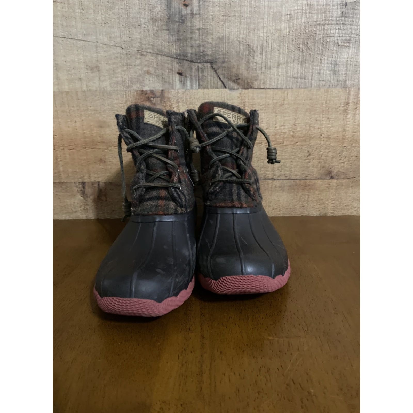 Sperry Sperry Saltwater Duck Boots Womens 7m Red Brown Plaid Waterproof Rubber Exterior Shoes Women Ducks Outdoor Rain Boot Waterproof Shoes Size US 7 / IT 37 - 3 Thumbnail