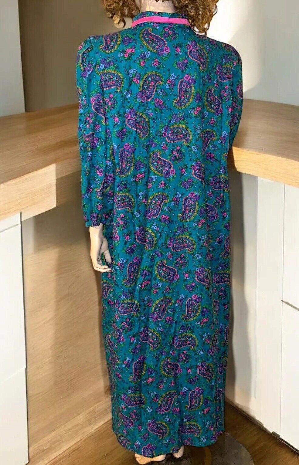 Designer Vintage Teal Paisley Print Snap Models Coat XL Frost Bros Size ONE SIZE - 5 Thumbnail