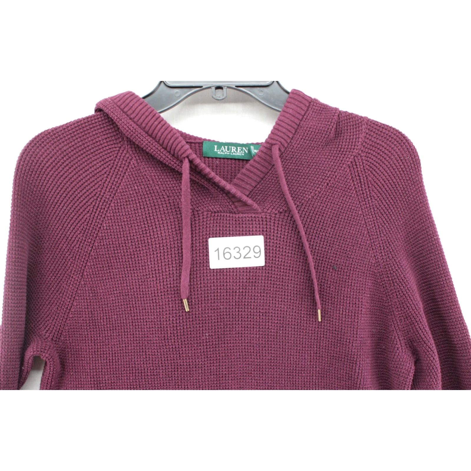 Ralph Lauren Lauren Ralph Lauren Hoodie Women's Waffle Knit Medium Burgandy Drawstring Hood Size M / US 6-8 / IT 42-44 - 7 Thumbnail