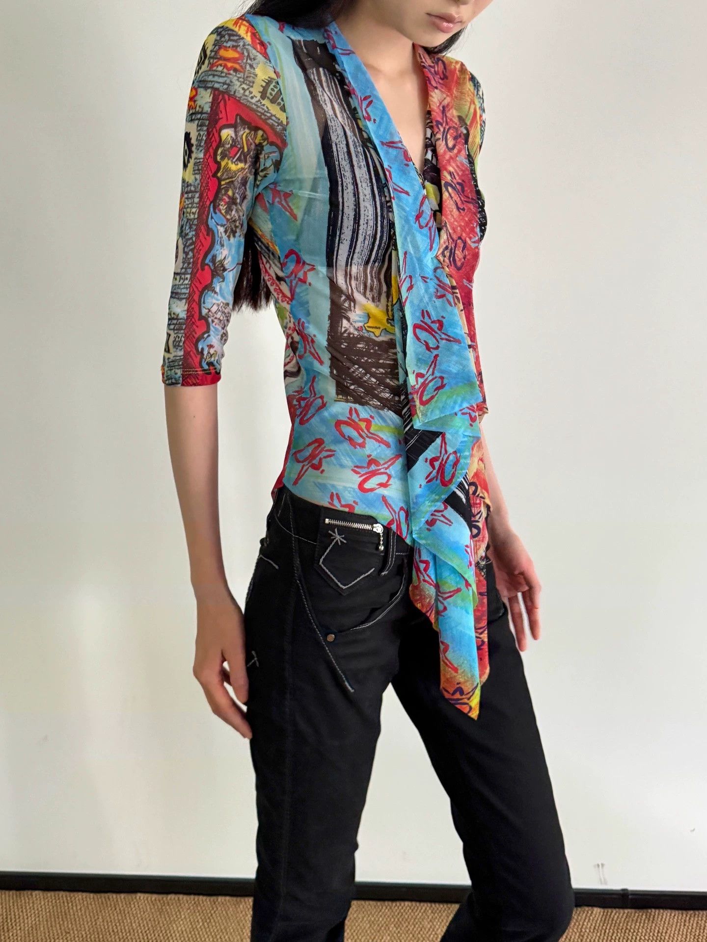 Other Save The Queen Vintage Stretch Printed Mesh Top M Size M / US 6-8 / IT 42-44 - 2 Thumbnail