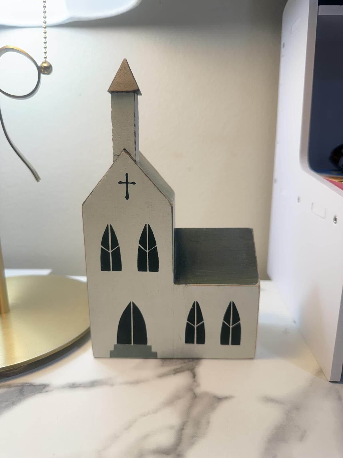 Other Distressed White Wooden Church Sitter cod15 Size ONE SIZE - 1 Thumbnail