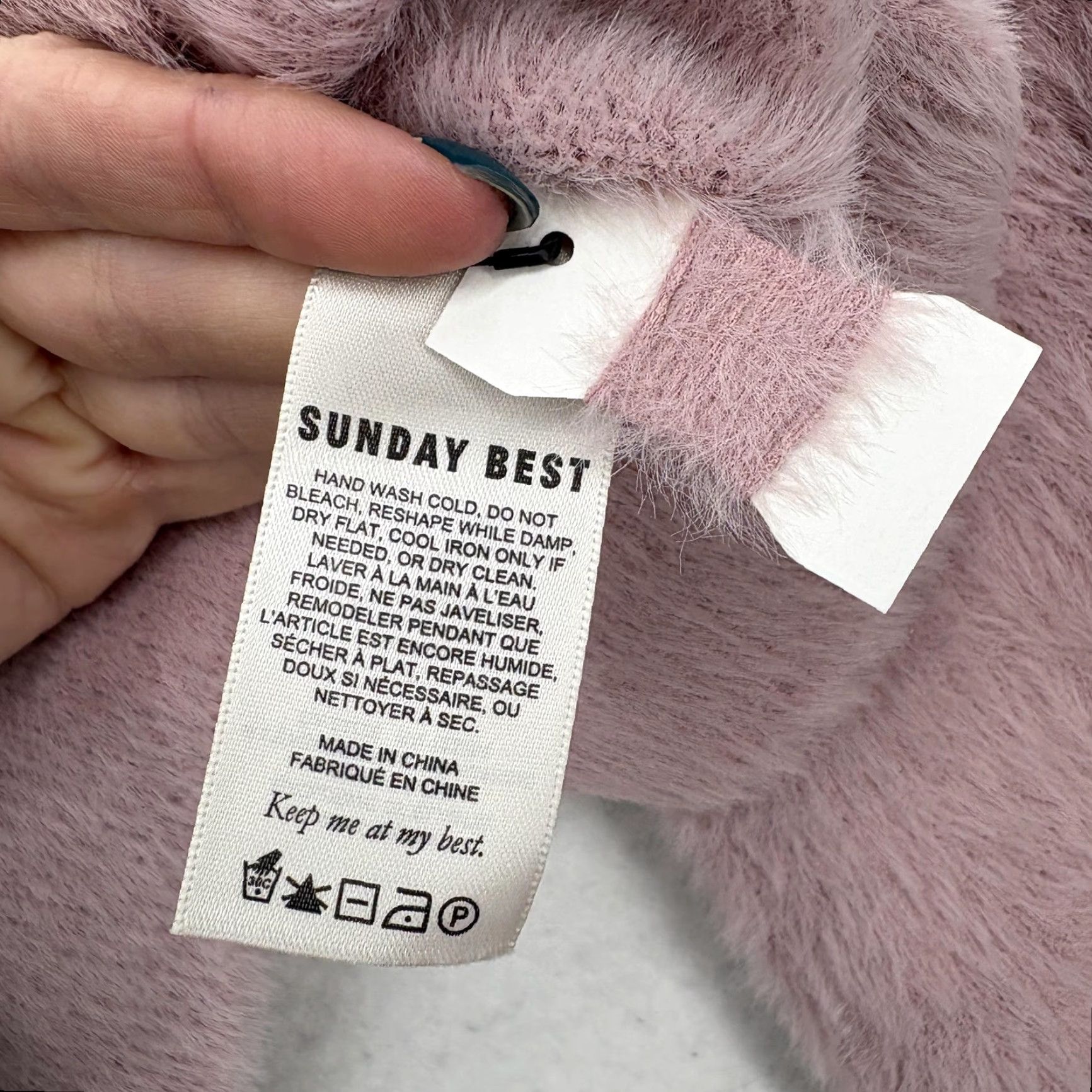 Vintage SUNDAY BEST Sweater Womens Small Pink Fuzzy Cropped Balloon Sleeve NWOT - V-Neck Knit Pullover Casual Winter Size S / US 4 / IT 40 - 5 Thumbnail