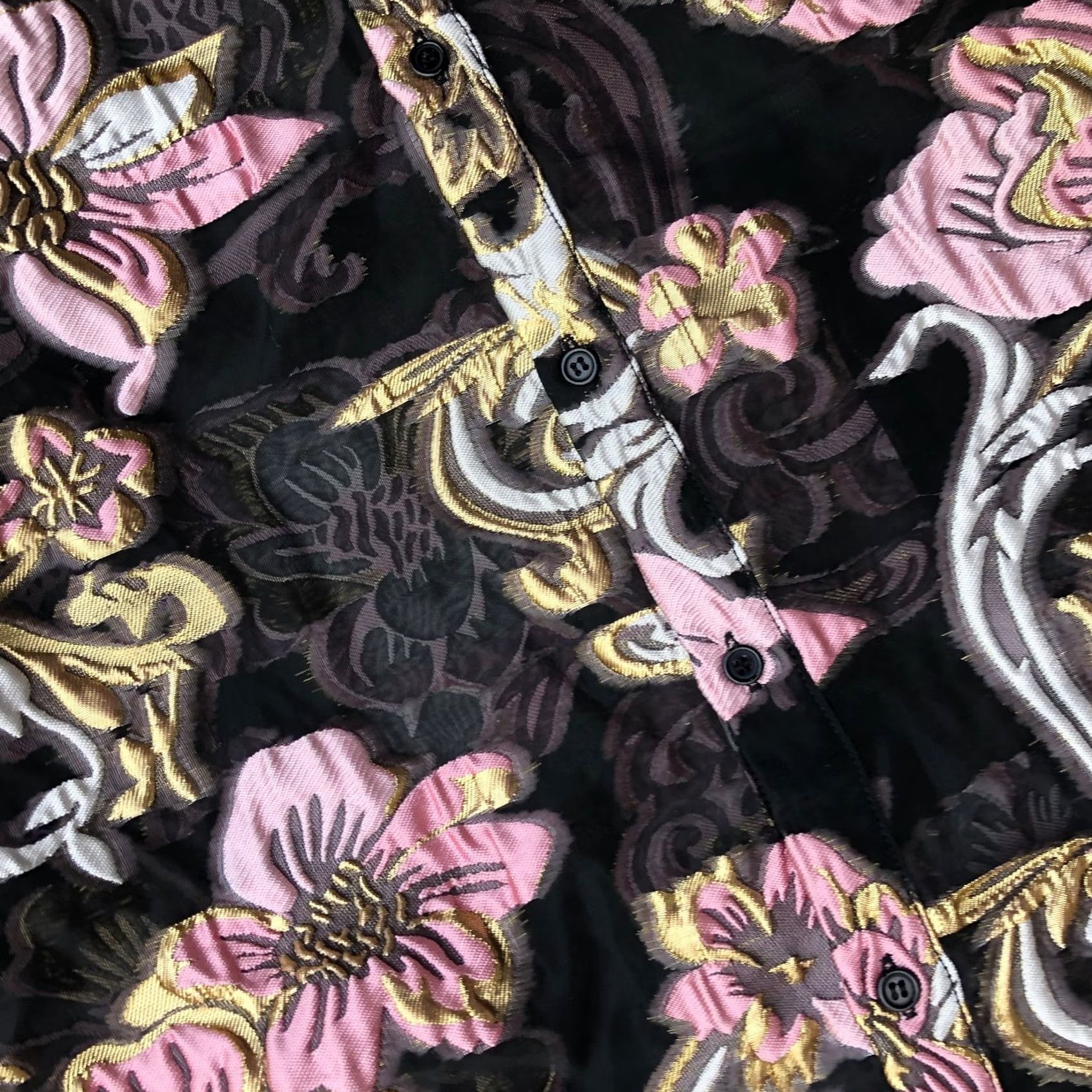 Boston Proper Boston Proper Shirt Women's MED Black Floral Embroidered Button-Up Top Size M / US 6-8 / IT 42-44 - 6 Thumbnail