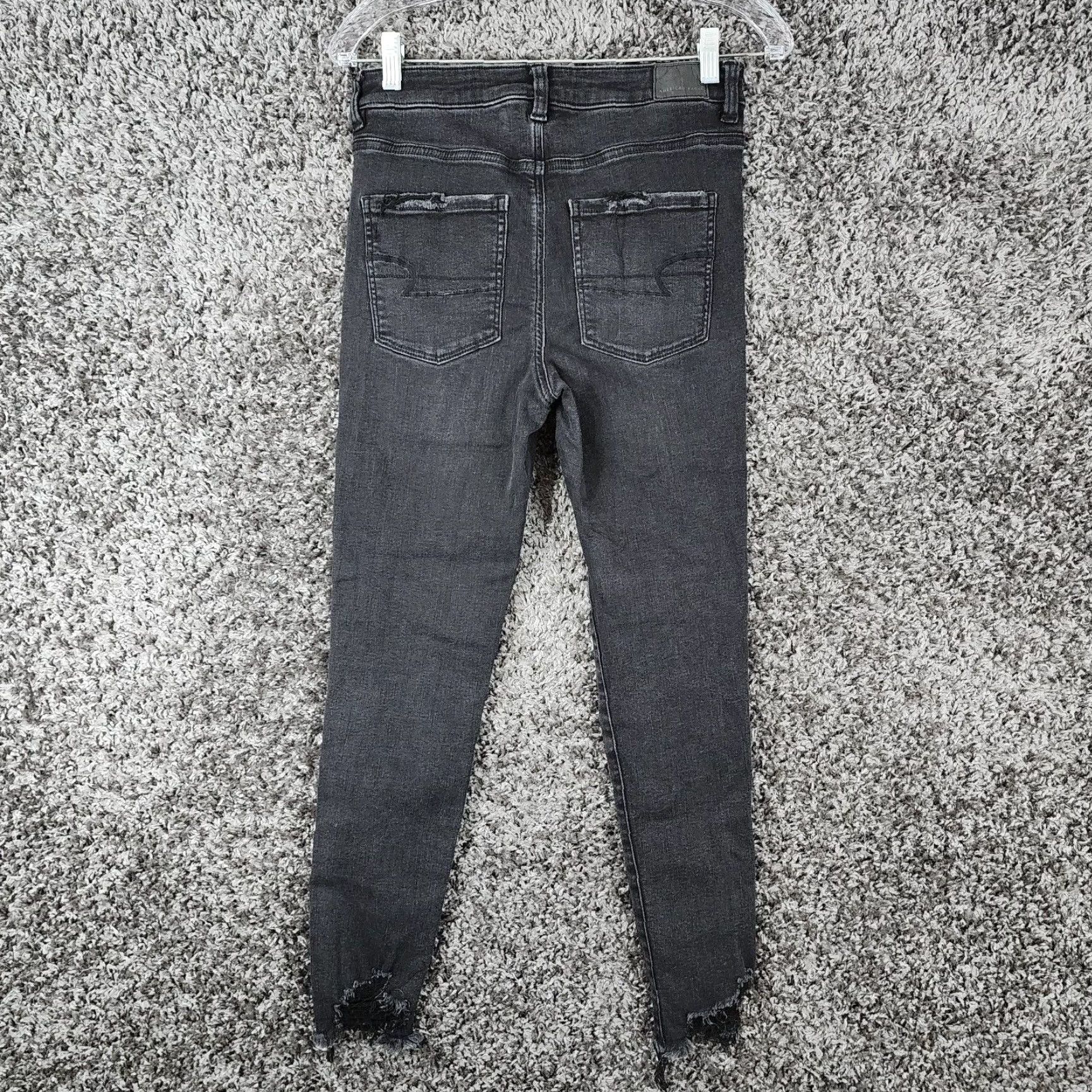 American Eagle Outfitters American Eagle Jeans Women's Super High Rise Distressed Crop Black Jegging Size 6 Womens Size 28" / US 6 / IT 42 - 6 Thumbnail