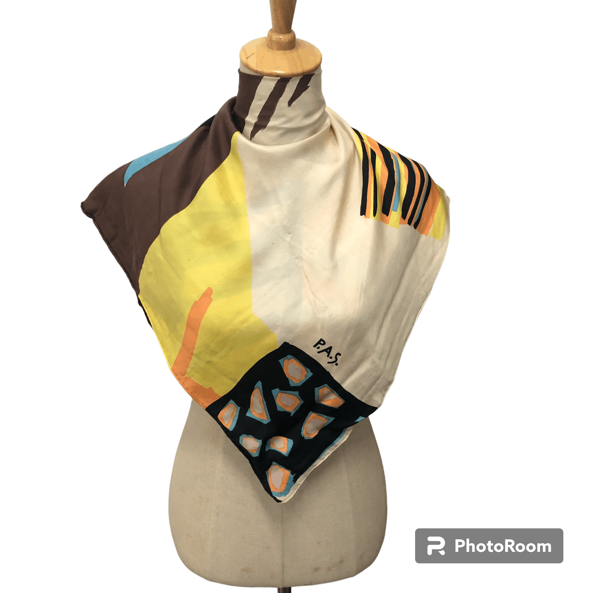 P.A.S Luxury Abstract Hand Rolled Silk Scarf M1119