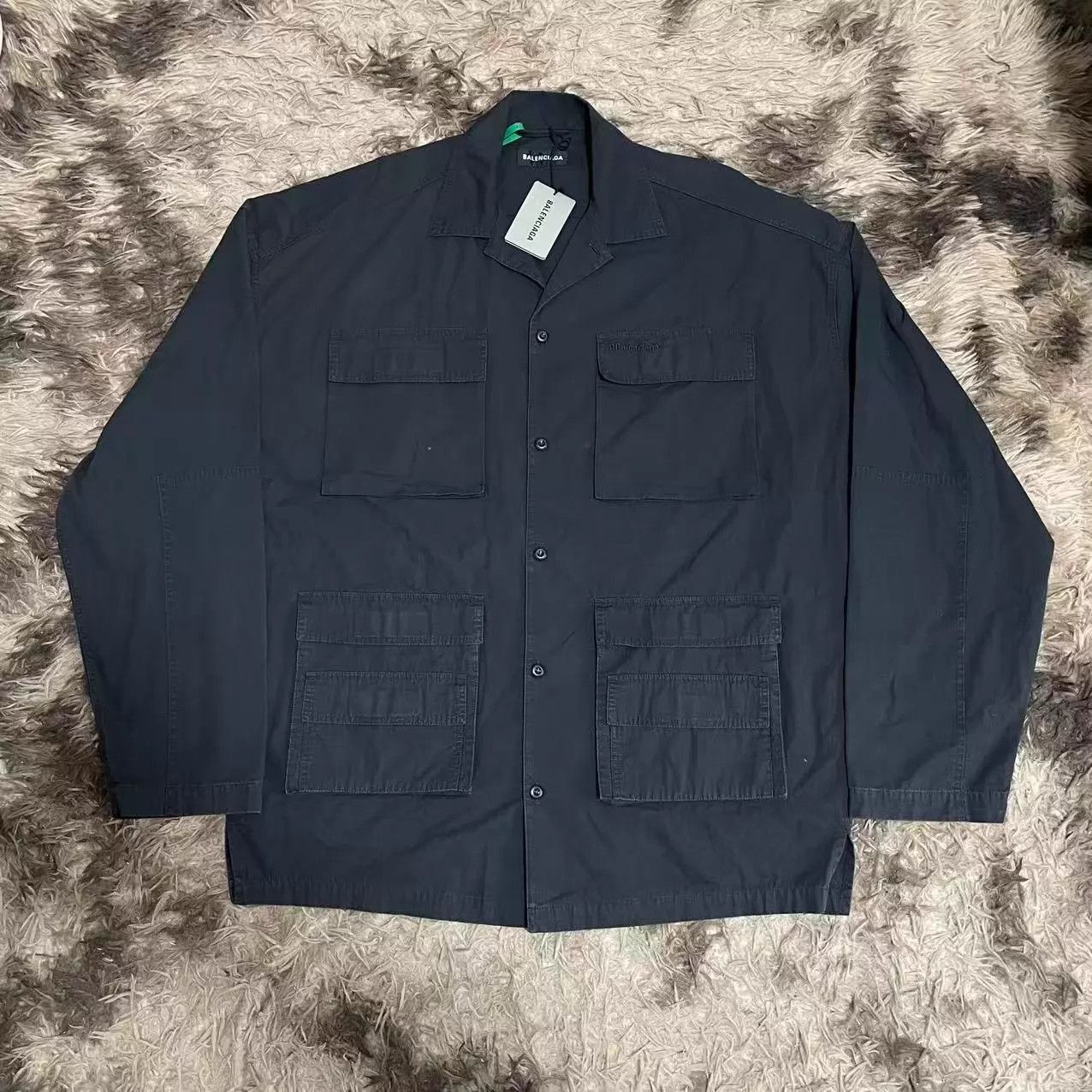 Balenciaga Black Long Sleeve Button-Up Utility Shirt Size US M / EU 48-50 / 2 - 1 Thumbnail