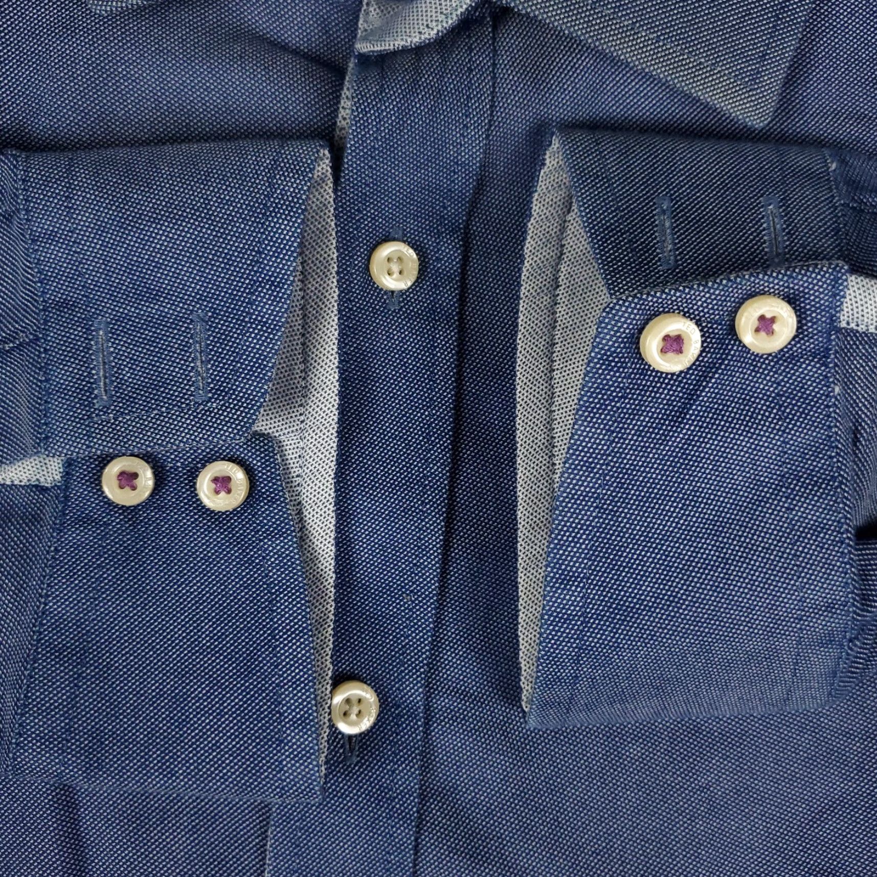 Ted Baker Ted Baker London Shirt Mens 16.5 Blue Endurance Dress Button Up Long Sleeve Shirt Size 42R - 4 Thumbnail