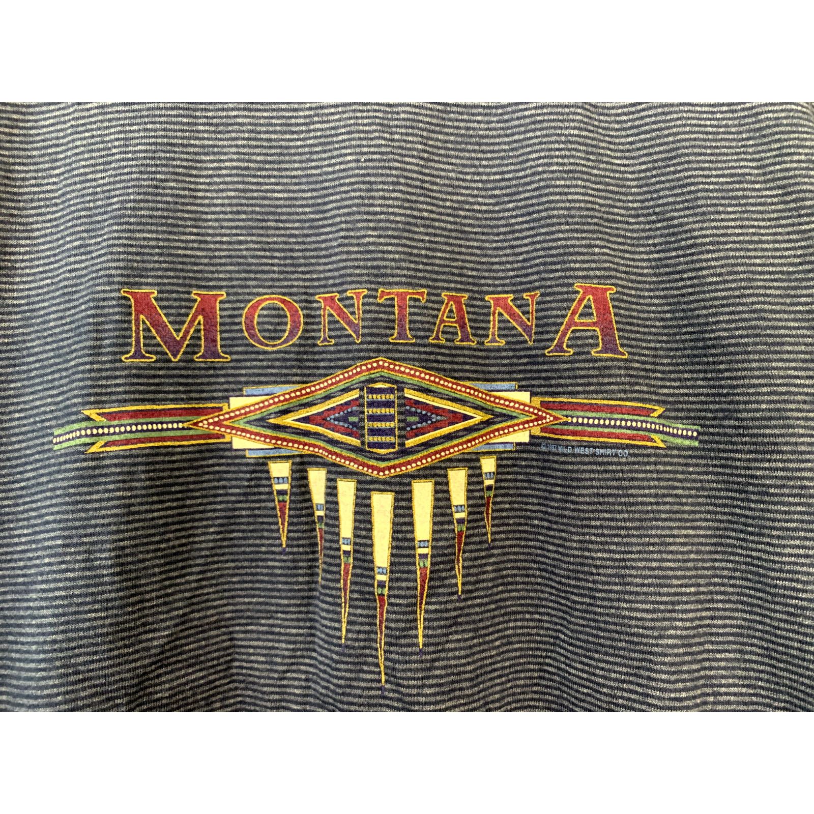 Vintage Vintage Montana Striped Shirt Large L MT Blue Tee VTG 90s Size US L / EU 52-54 / 3 - 2 Thumbnail