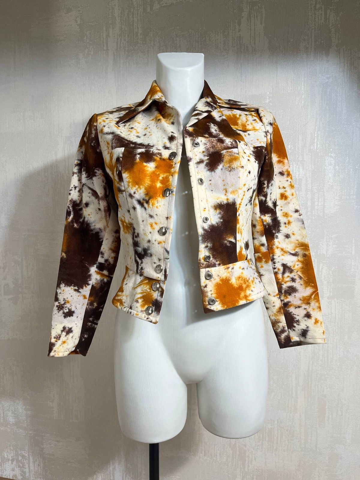 Japanese Brand Vintage Cow Print Acid Wash Denim Mini Skirt & Jacket Set S Size XS / US 0-2 / IT 36-38 - 13 Thumbnail