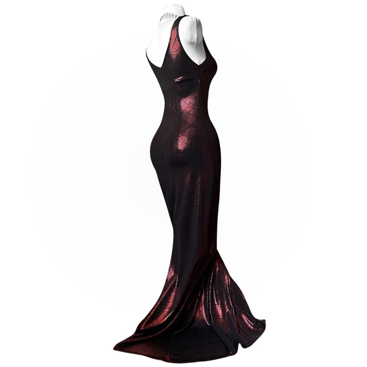 Vintage Iconic black / red satin draped dress Size S / US 4 / IT 40 - 3 Thumbnail