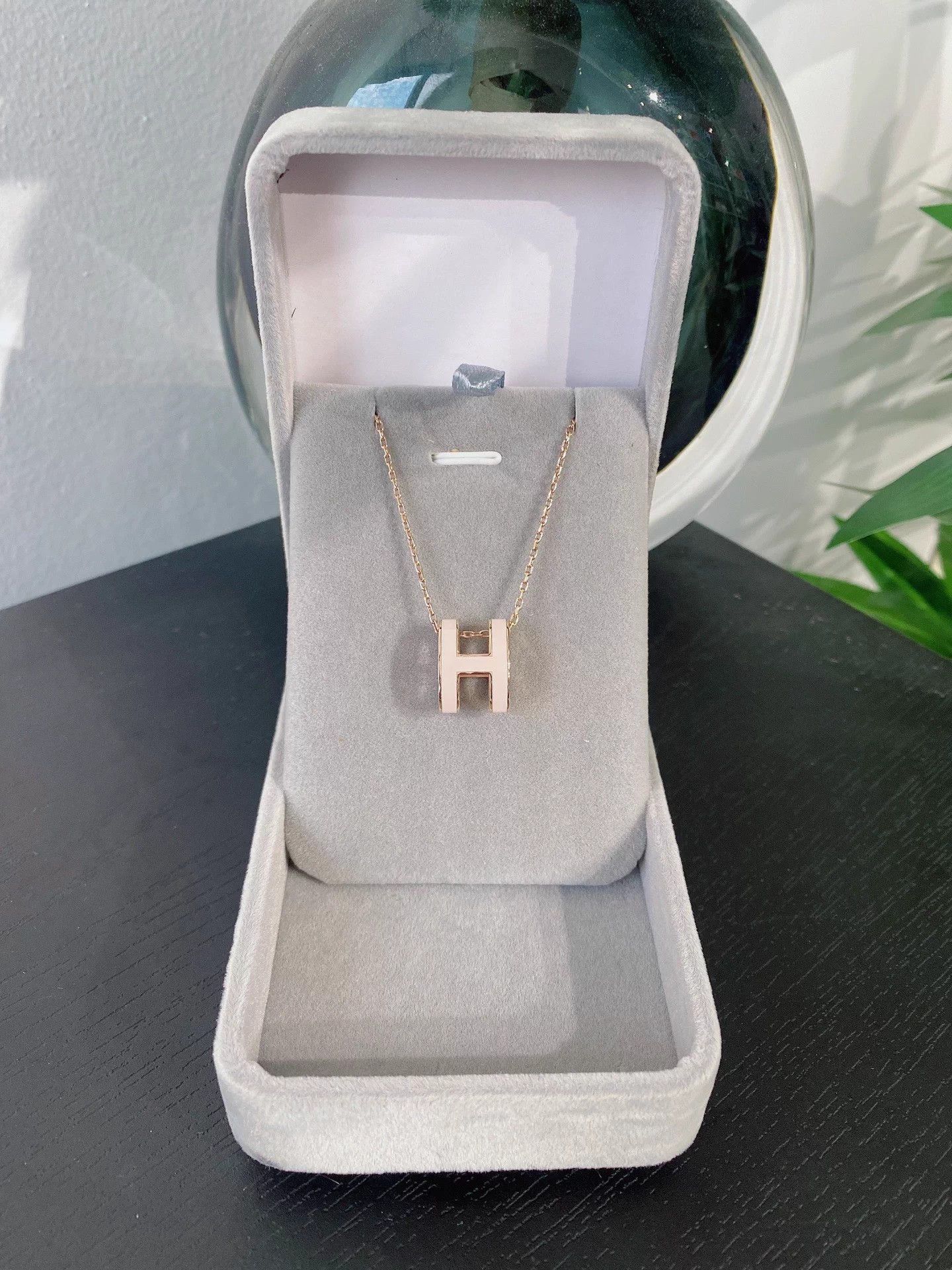 Hermes HERMES POP H Pink Rose Gold H Logo Necklace Size ONE SIZE - 1 Thumbnail