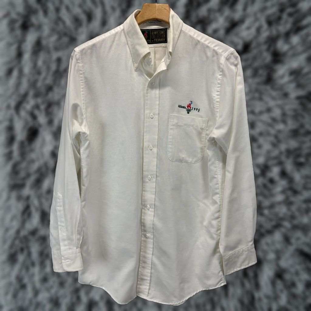 Vintage VINTAGE Atlanta 1996 Olympics Shirt Men’s 15.5 White Embroidered Button-Front 1990s Mens Size US M / EU 48-50 / 2 - 1 Thumbnail