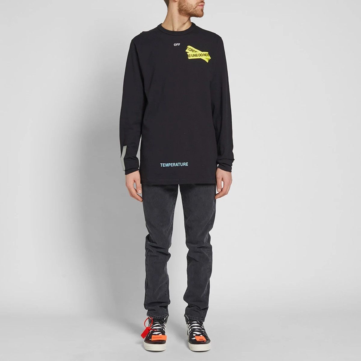 Off-White Off-White - Long Sleeve Firetape Tee Size US S / EU 44-46 / 1 - 25 Thumbnail