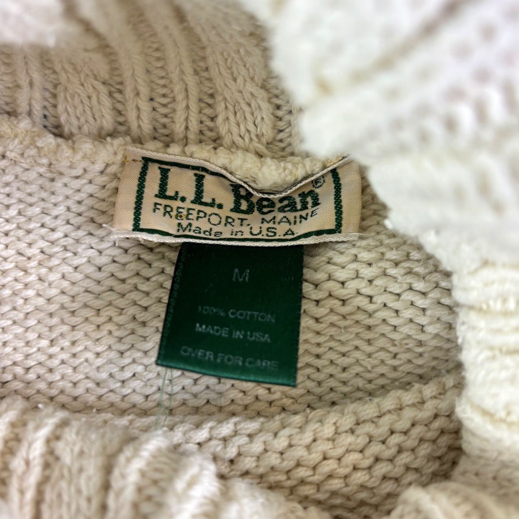 Vintage VINTAGE LL Bean Womens Cream Cotton Turtleneck Sweater Dress Cable Knit Size M Size M / US 6-8 / IT 42-44 - 5 Thumbnail