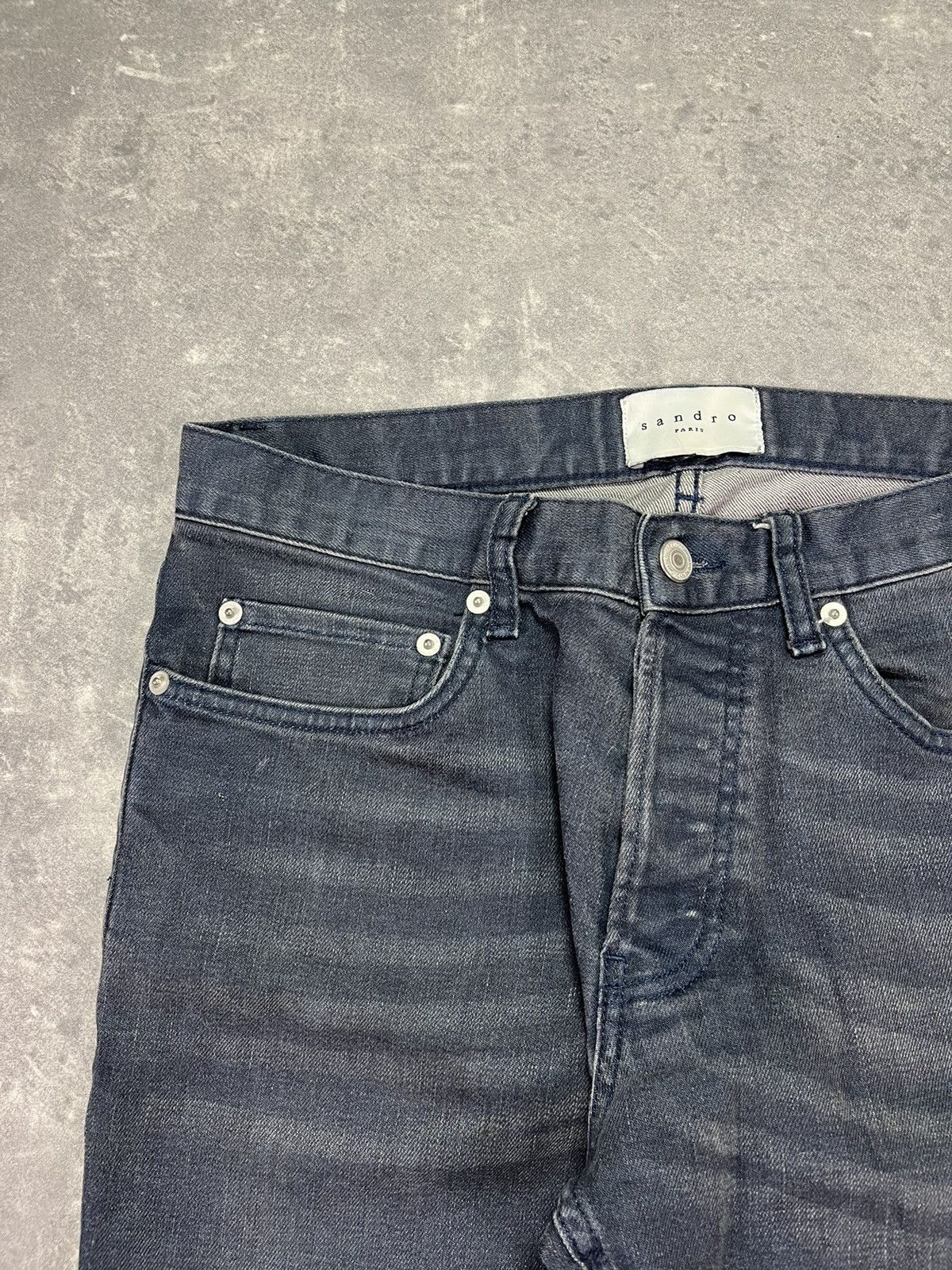 Sandro Sandro Faded Washed Dark Blue / Black Droit Denim Jeans 31 Size US 31 - 5 Thumbnail