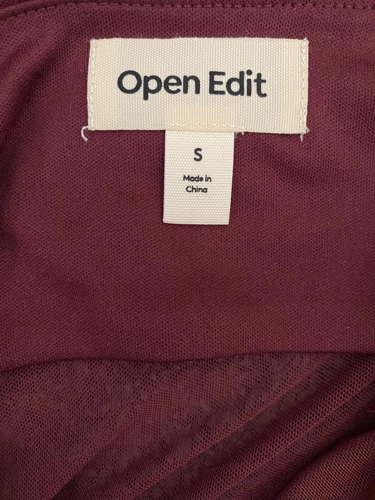 Other OPEN EDIT Ruched Sheer Mesh Top in Burgundy (SMALL) Size S / US 4 / IT 40 - 8 Thumbnail