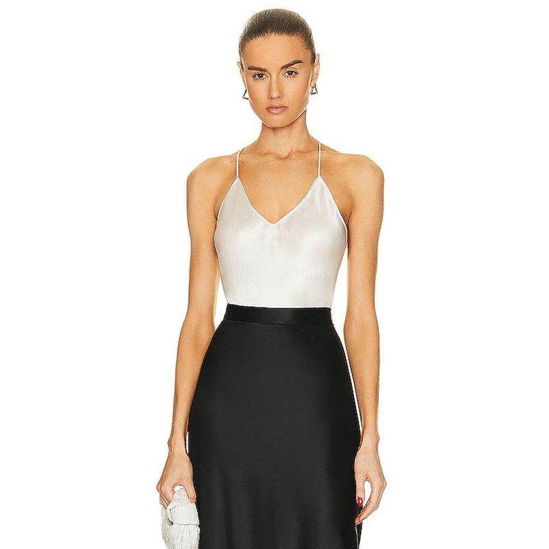 NILI LOTAN Desiree Cami Top 100% Silk Ivory Made in USA M