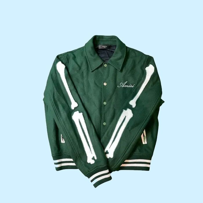 Amiri Amiri "Bone" Green Varsity Jacket Size US M / EU 48-50 / 2 - 1 Thumbnail