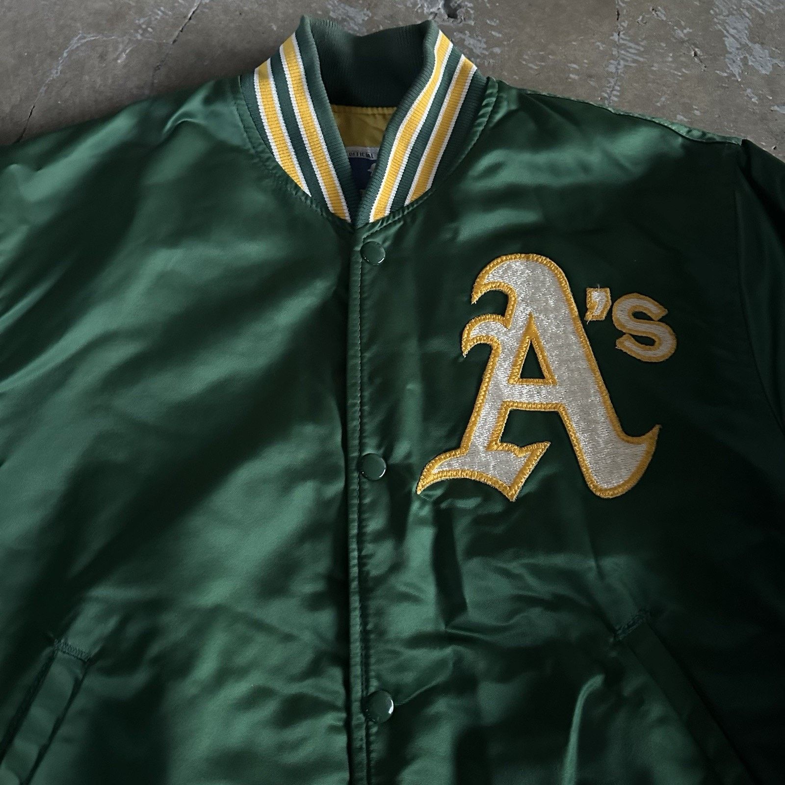 MLB × Starter × Vintage Vintage 80s Starter Oakland Athletics Bomber Satin Jacket Size US M / EU 48-50 / 2 - 2 Thumbnail
