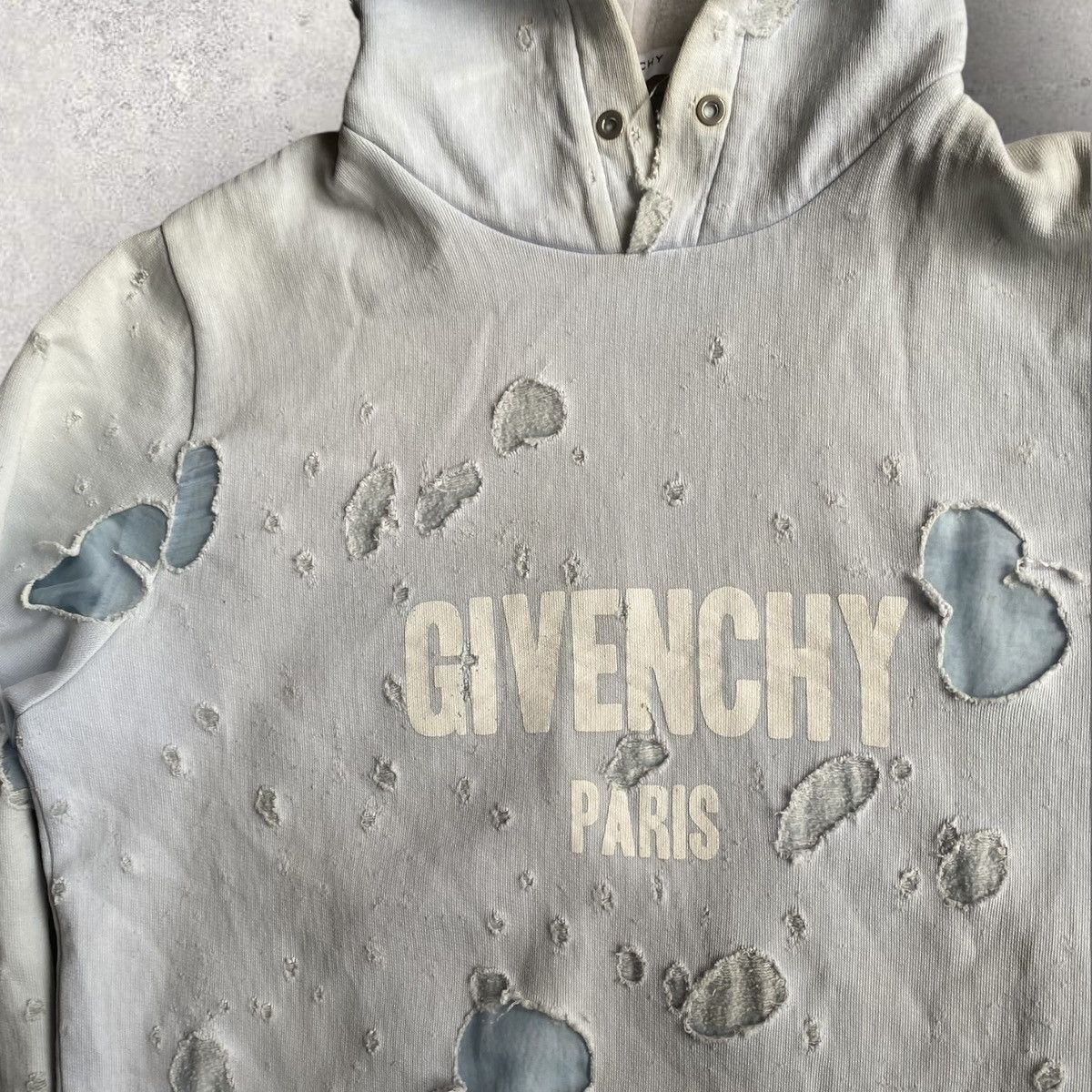 Givenchy Givenchy Blue Distressed Hoodie Size US XS / EU 42 / 0 - 2 Thumbnail