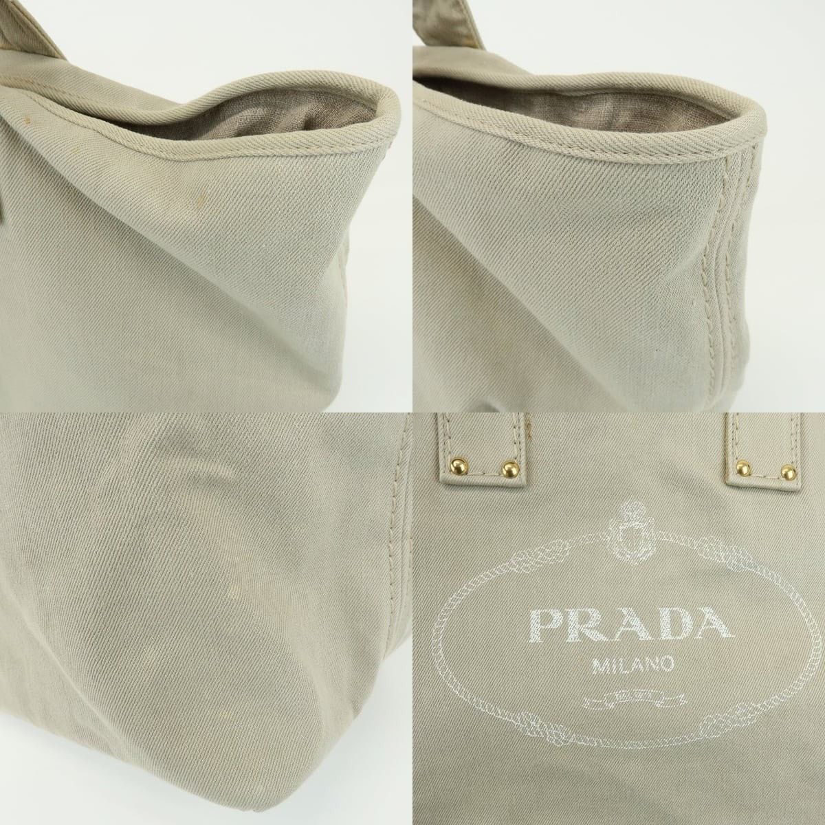 Prada Prada Canapa Logo Denim Tote Light Beige Size ONE SIZE - 6 Thumbnail