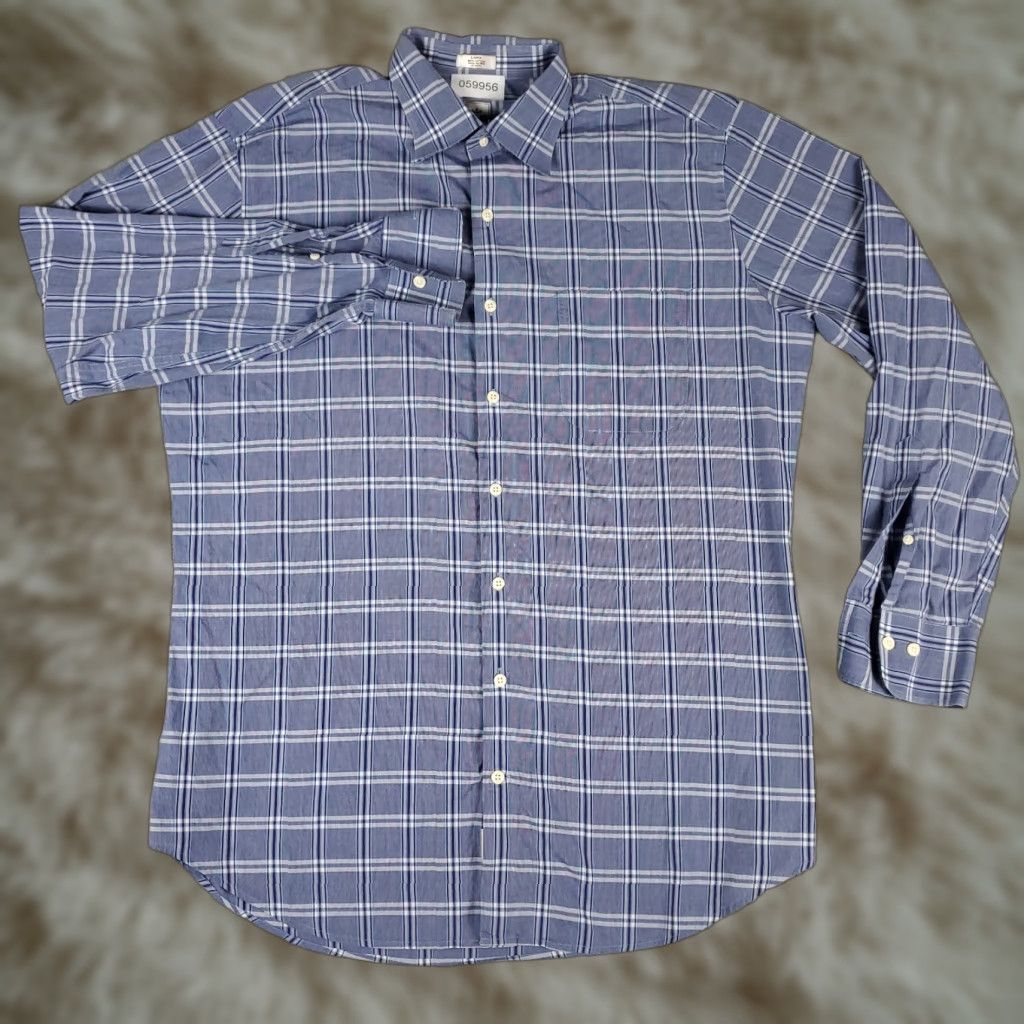 Peter Millar Peter Millar Shirt Mens L Blue Plaid Button-Up Long Sleeve Casual Business Formal Workwear Size US L / EU 52-54 / 3 - 1 Thumbnail