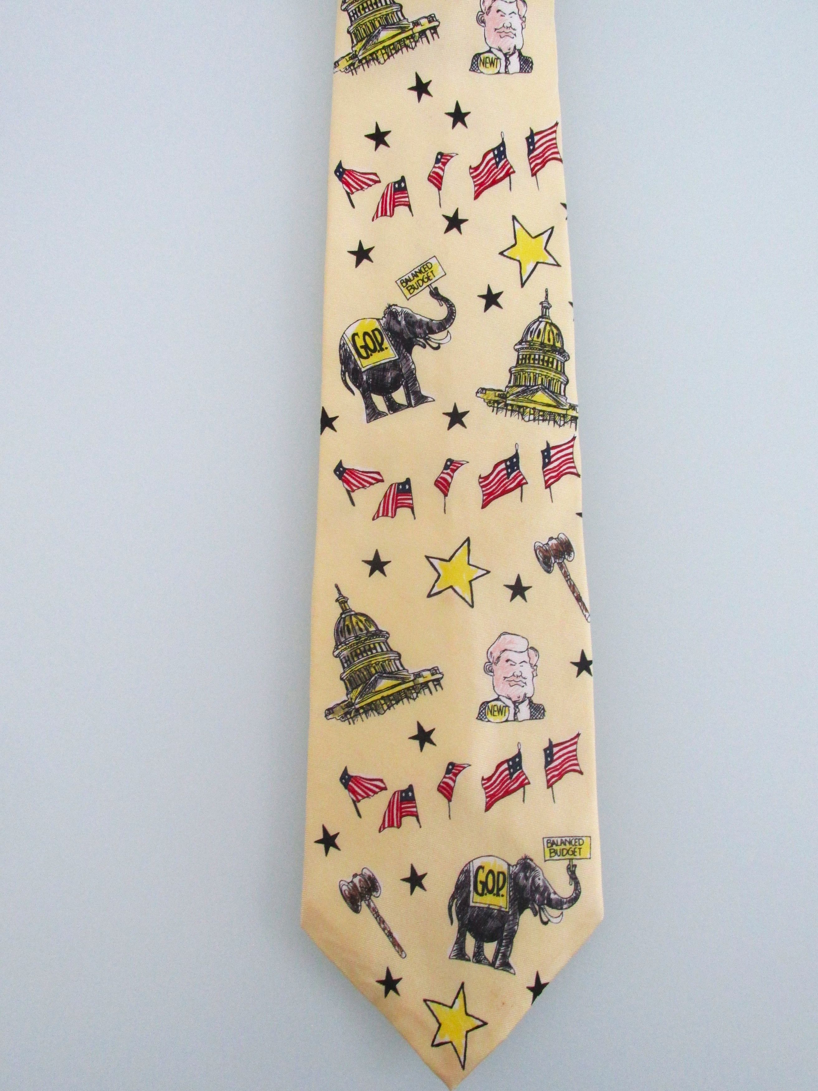 Vintage Republican Party Themed Vintage (1996) Men's Silk Tie Size ONE SIZE - 2 Thumbnail