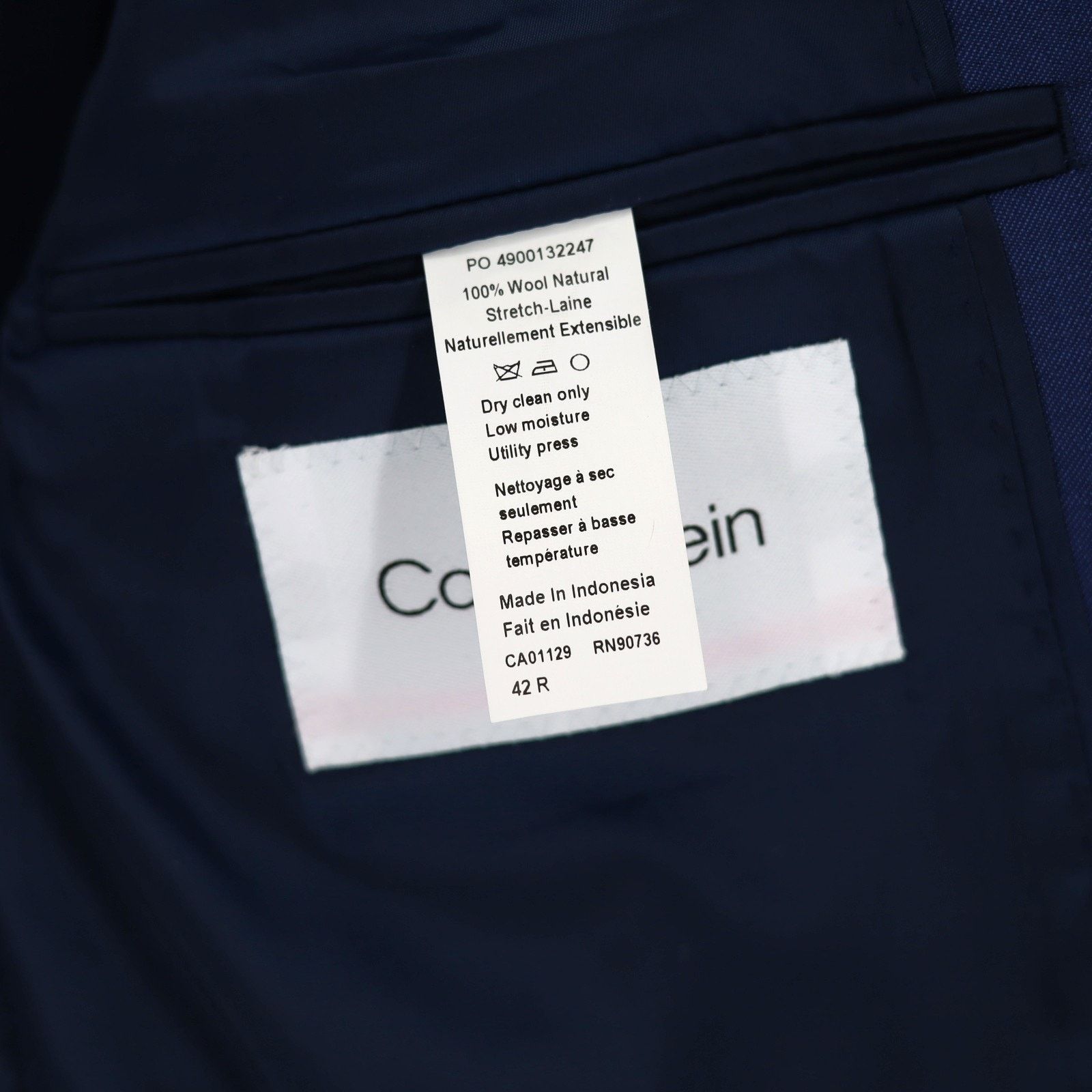 Calvin Klein Calvin Klein Men's Blue Wool Slim-Fit Suit Blazer Size 42R Size 42R - 4 Thumbnail