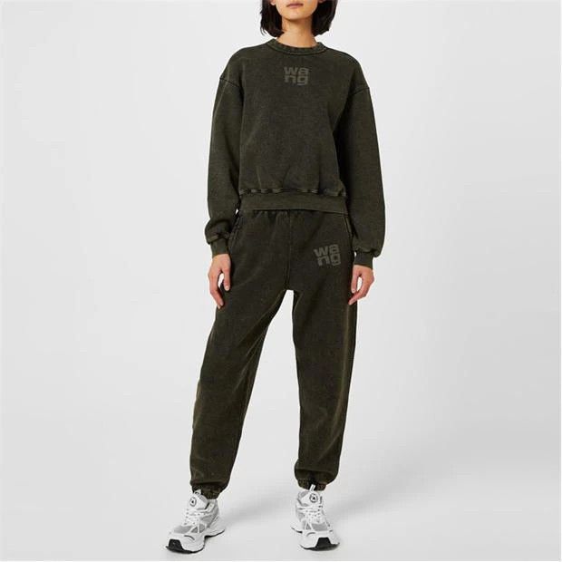 Alexander Wang o1g2r1mq0824 Puff Logo Terry Sweatpants in Army Green Size 27" / US 4 / IT 40 - 4 Thumbnail