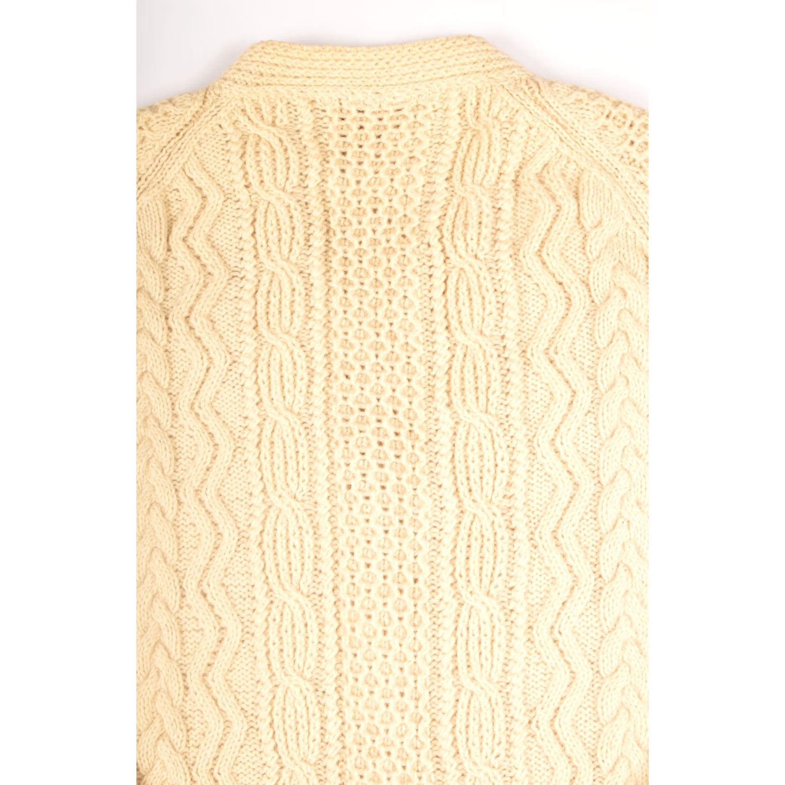 Vintage VINTAGE An Irish Craft Hand-Knit Garment Fisherman Wool Cardigan Sweater Mens OS Ivory Knit Wool 60s 70s Size US M / EU 48-50 / 2 - 5 Thumbnail