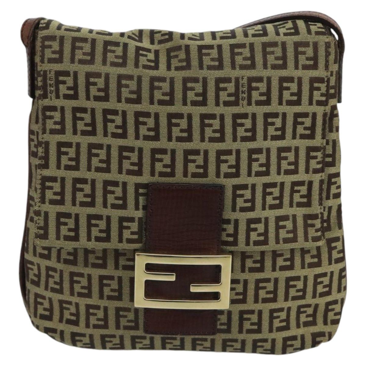 Fendi Zucchino Brown Canvas Shoulder Bag (Pre-Owned) Size ONE SIZE - 1 Thumbnail