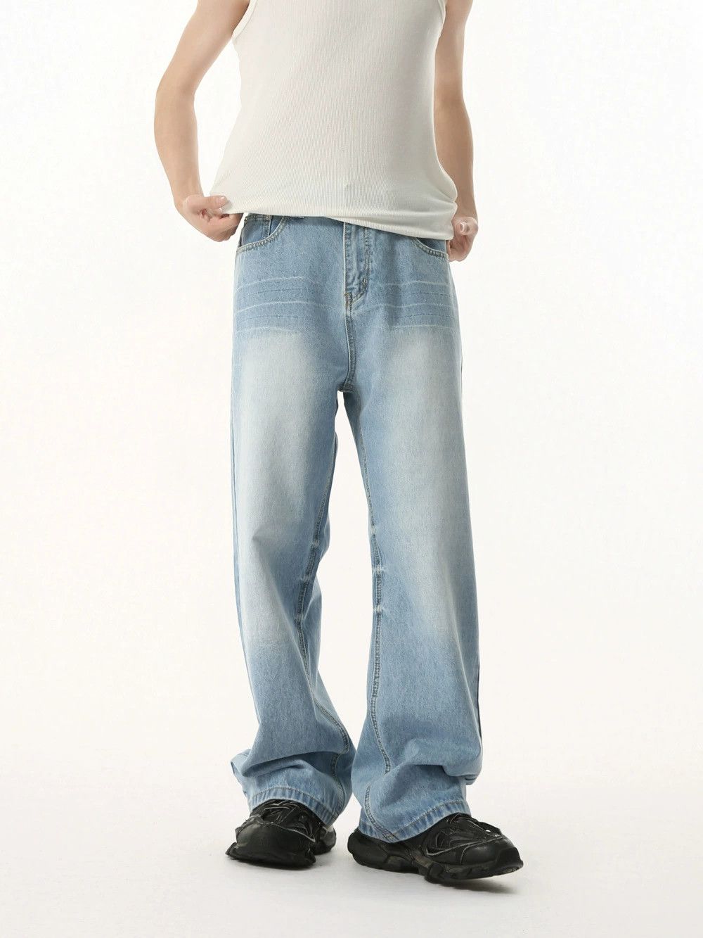 Jean Japanese retro washed straight loose jeans Size US 32 / EU 48 - 2 Thumbnail